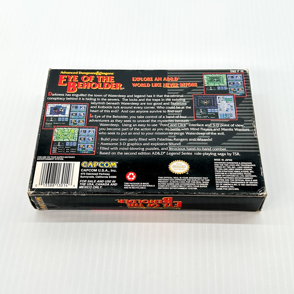 Advanced Dungeons and Dragons Eye of the Beholder - SNES Game - Complete in Box - Great Condition!