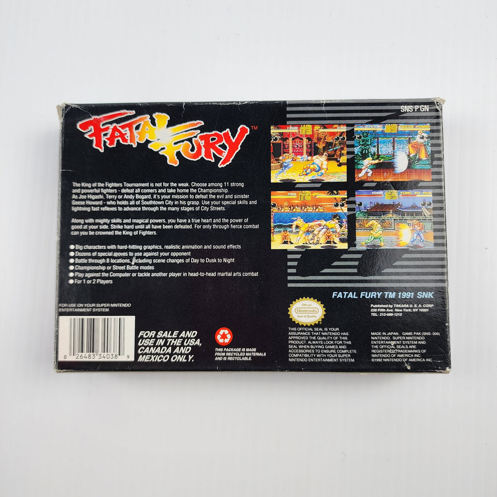 Fatal Fury - SNES Game - CIB - Complete in Box - Good Condition!