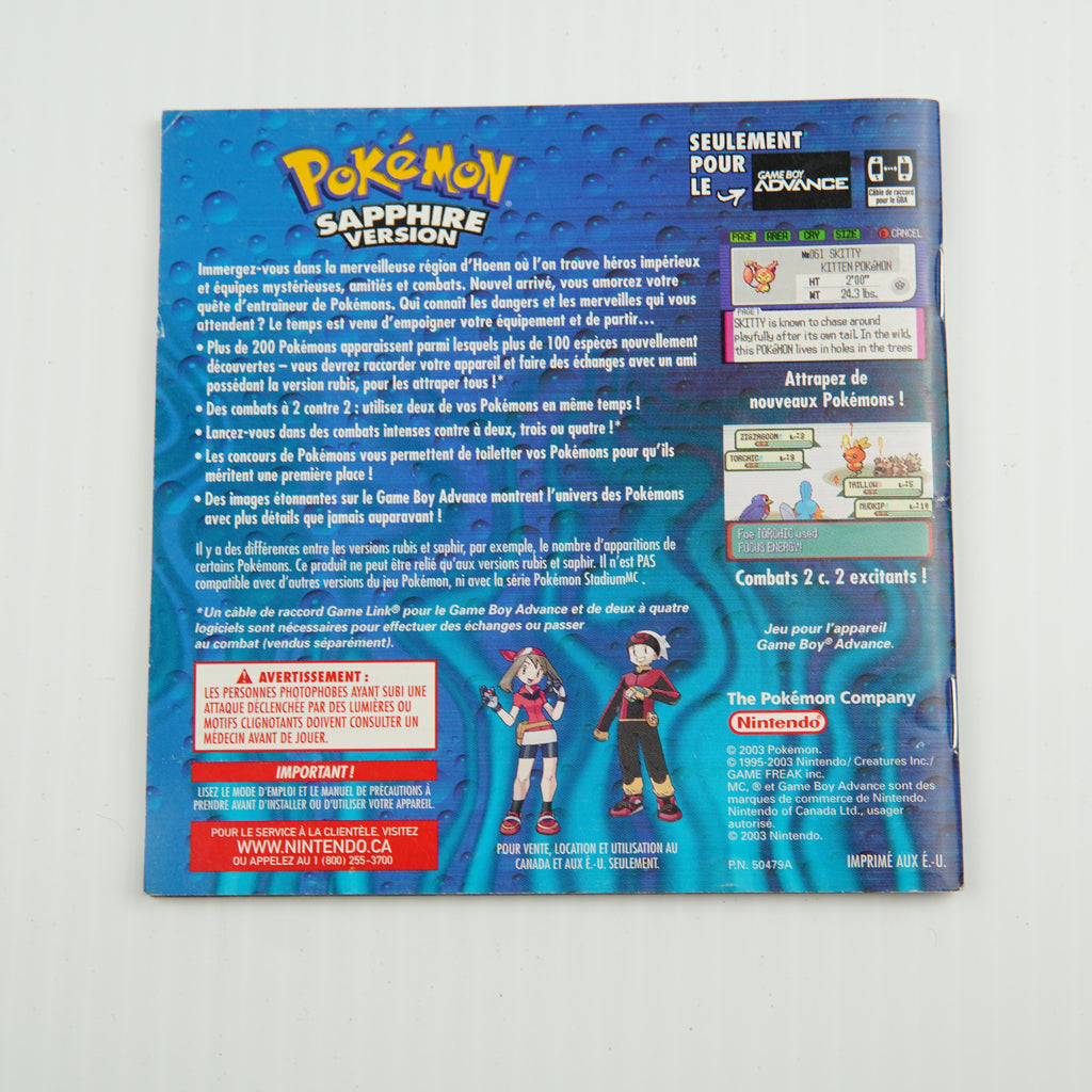 Pokemon Sapphire - Complete in Box - Excellent Condition